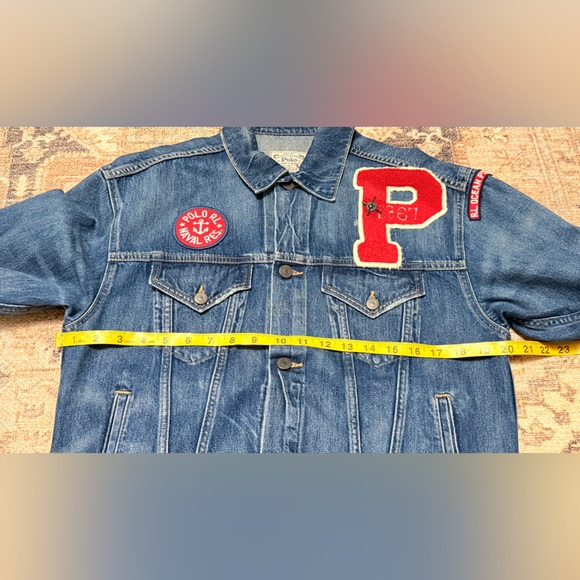 Polo by Ralph Lauren Blue Jean Jacket with Colorful Patches - Picture 10 of 15